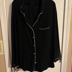 Stars Above Black Pajama Set with White Trim